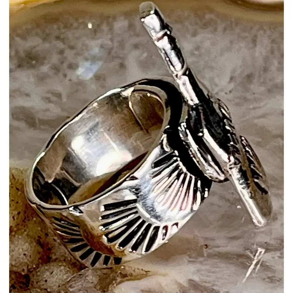 Sterling Silver TAXCO Mexico Tequila Bottle Ring Wide Stamped Band Adjustable